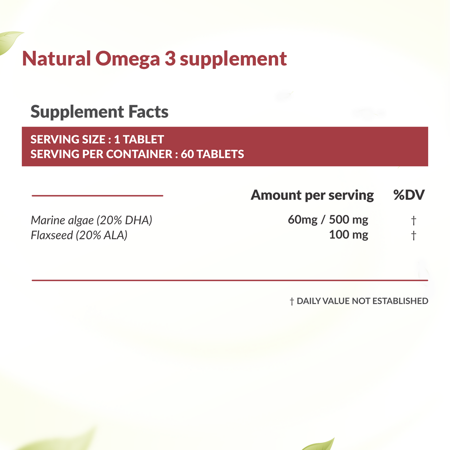 Natural Vit B12 supplement + Natural Omega 3 supplement