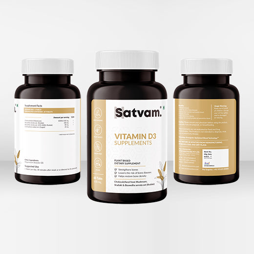 Satvam Vitamin D3 Supplement - Front & Back Image